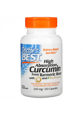 Doctor's Best, High Absorption Curcumin, 500 mg, 120 Capsules