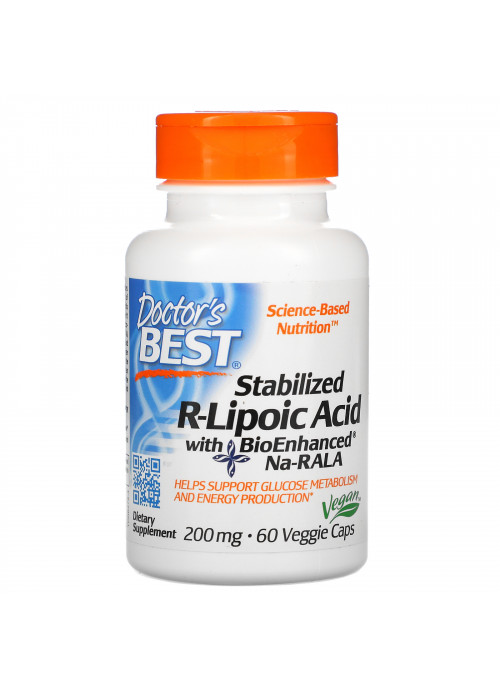 Doctor's Best, Stabilized R-Lipoic Acid with BioEnhanced Na-RALA, 200 mg, 60 Veggie Caps