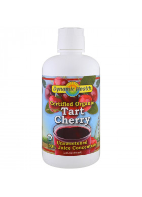 Dynamic Health  Laboratories, Certified Organic Tart Cherry, 100% Juice Concentrate, Unsweetened, 32 fl oz (946 ml)