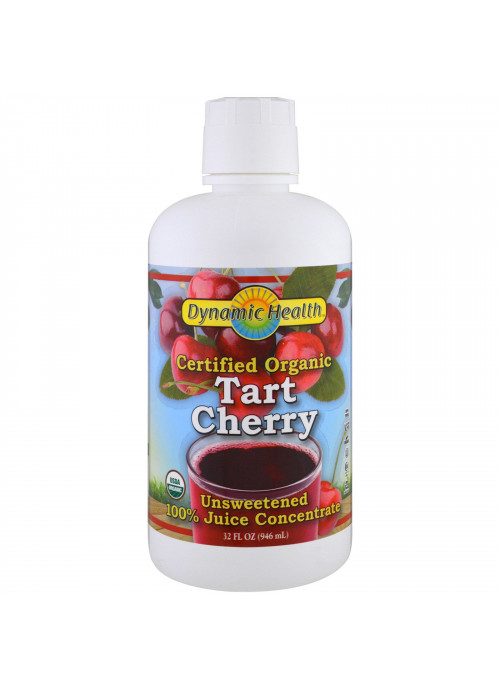 Dynamic Health  Laboratories, Certified Organic Tart Cherry, 100% Juice Concentrate, Unsweetened, 32 fl oz (946 ml)