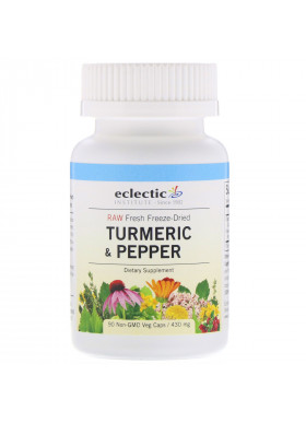 Eclectic Institute, Raw Fresh Freeze-Dried, Turmeric & Pepper, 430 mg, 90 Non-GMO Veg Caps