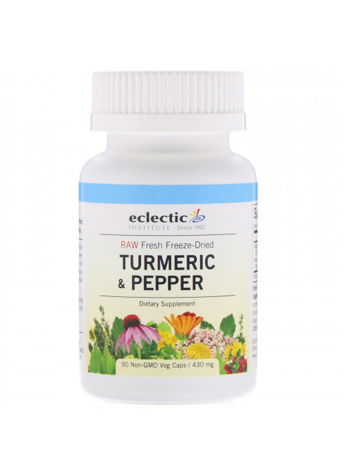 Eclectic Institute, Raw Fresh Freeze-Dried, Turmeric & Pepper, 430 mg, 90 Non-GMO Veg Caps