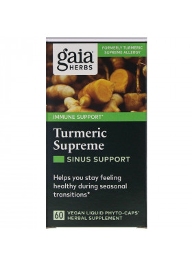 Gaia Herbs, Turmeric Supreme, Sinus Support, 60 Vegan Liquid Phyto-Caps