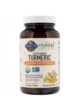 Garden of Life, MyKind Organics, Extra Strength Turmeric, Inflammatory Response, 120 Vegan Tablets