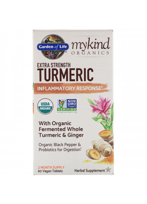 Garden of Life, MyKind Organics, Extra Strength Turmeric, Inflammatory Response, 60 Vegan Tablets