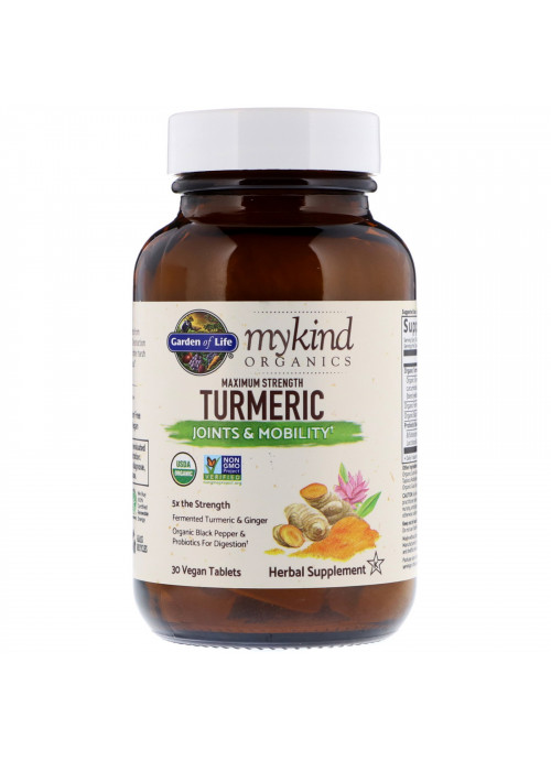 Garden of Life, MyKind Organics, Maximum Strength Turmeric, Joints & Mobility, 30 Vegan Tablets