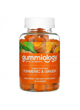 Gummiology, Adult Turmeric & Ginger Gummies, Tropical Fruit Flavors, 90 Vegetarian Gummies