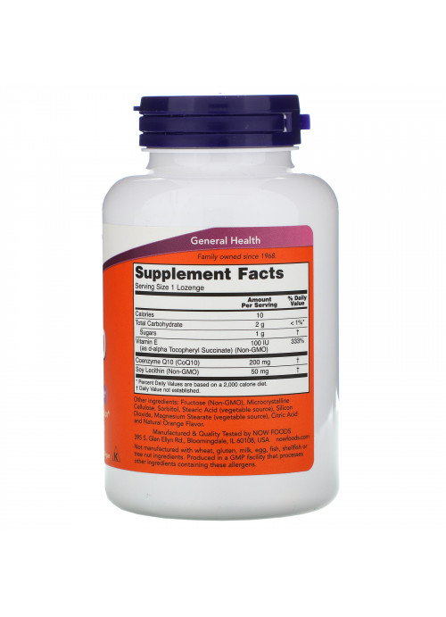 Now Foods, CoQ10 Chewable, 200 mg, 90 Lozenges