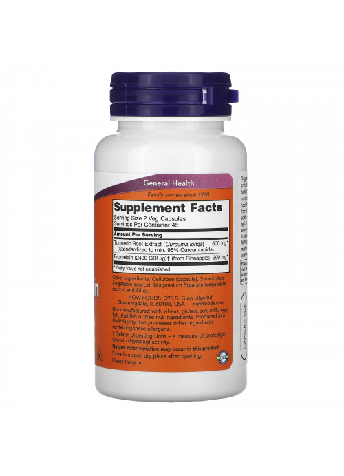 Now Foods, Turmeric & Bromelain, 90 Veg Capsules