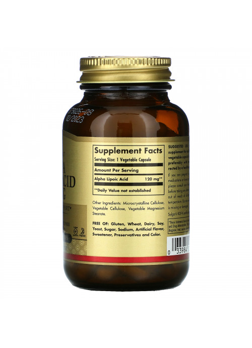 Solgar, Alpha Lipoic Acid, 120 mg, 60 Vegetable Capsules