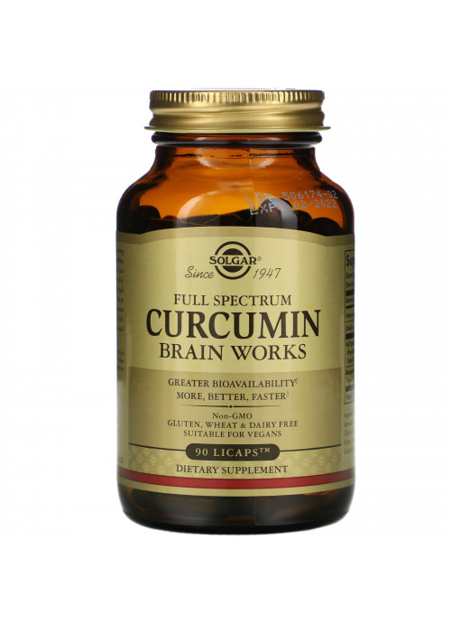 Solgar, Full Spectrum Curcumin, Brain Works, 90 Licaps