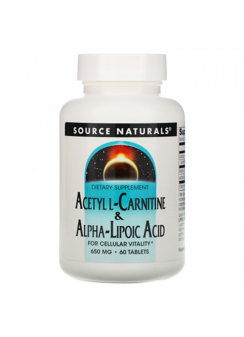 Source Naturals, Acetyl L-Carnitine & Alpha-Lipoic Acid, 650 mg, 60 Tablets