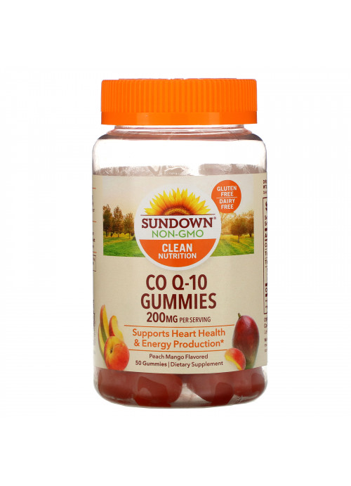 Sundown Naturals, Co Q-10 Gummies, Peach Mango Flavored, 200 mg, 50 Gummies