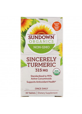 Sundown Organics, Sincerely Turmeric, 315 mg, 30 Tablets