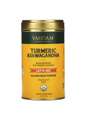 Vahdam Teas, Latte Mix, Turmeric Ashwagandha, 3.53 oz (100 g)