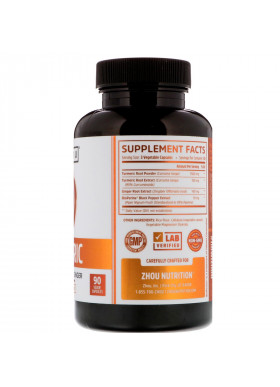 Zhou Nutrition, Turmeric, Curcumin with Ginger, 90 Veggie Capsules