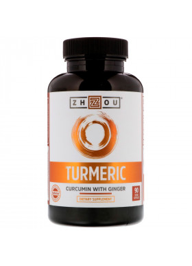 Zhou Nutrition, Turmeric, Curcumin with Ginger, 90 Veggie Capsules