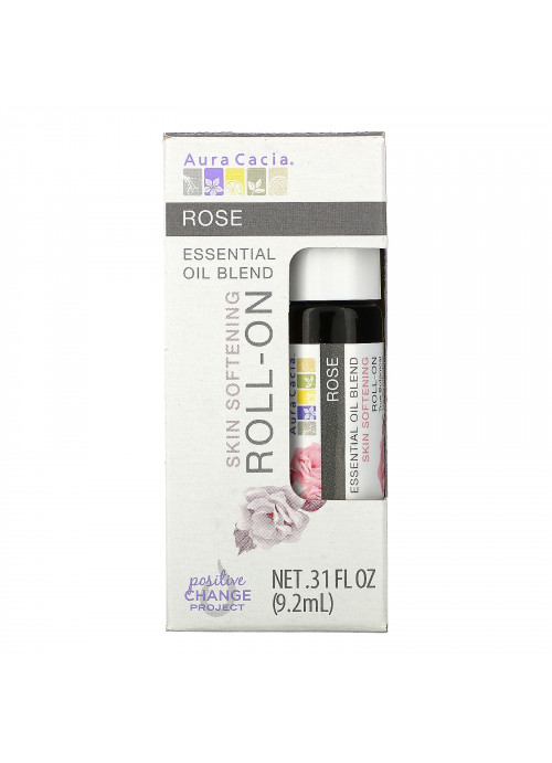 Aura Cacia, Essential Oil Blend, Skin Softening Roll-On, Rose, .31 fl oz (9.2 ml)