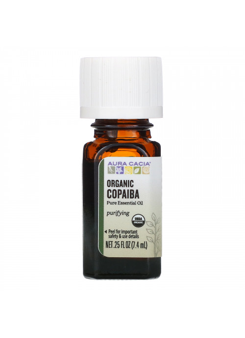 Aura Cacia, Pure Essential Oil, Organic Copaiba, .25 fl oz (7.4 ml)