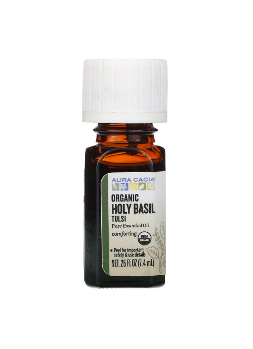 Aura Cacia, Pure Essential Oil, Organic Holy Basil Tulsi, .25 fl oz (7.4 ml)