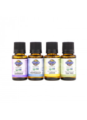 Garden of Life, Organic Essential Oil Starter Pack, Lavender, Peppermint, Lemon, Tea Tree, 4 Bottles, 0.5 fl oz (15 ml) Each