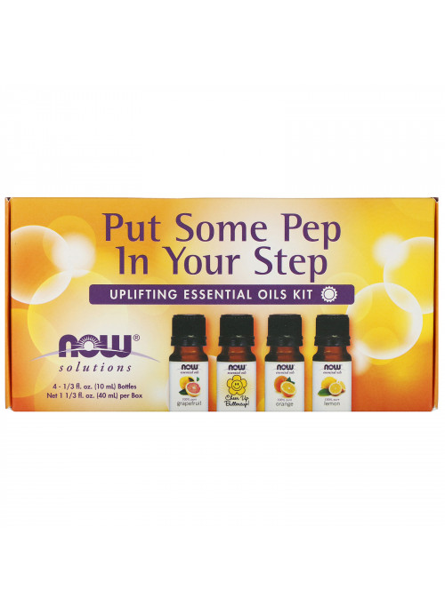 Now Foods, Essential Oils Kit, Put Some Pep in Your Step, Uplifting , 4 Bottles, 1/3 fl oz (10 ml)