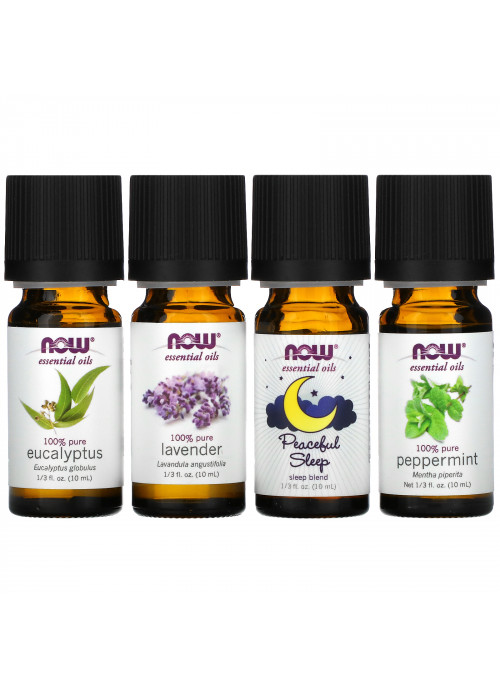 Now Foods, Let There Be Peace & Quiet, Relaxing Essential Oils Kit, 4 Bottles, 1/3 fl oz (10 ml) Each