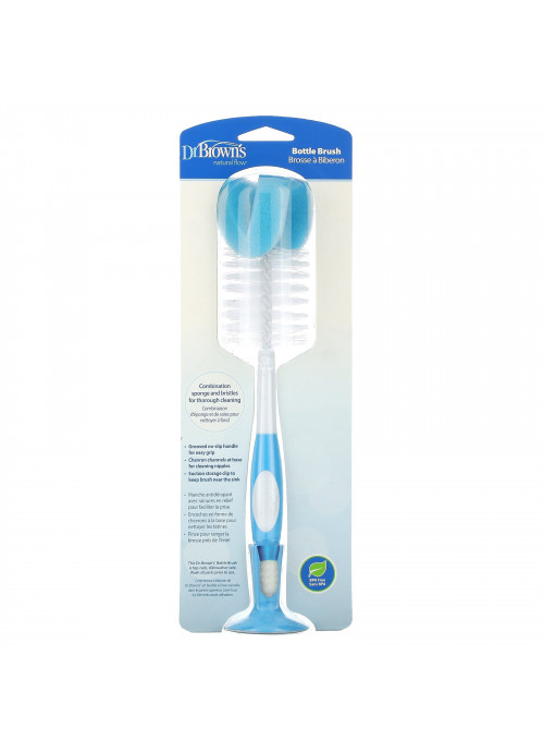 Dr. Brown's, Bottle Brush with Sponge and Bristles, Blue, 1 Brush