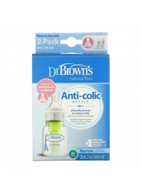 Dr. Brown's, Natural Flow, Anti-Colic Bottle, P/0+Months, 2 Pack, 2 oz (60 ml) Each