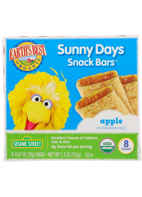 Earth's Best, Sunny Days Snack Bars, Apple, 8 Bars, 0.67 oz (19 g) Each