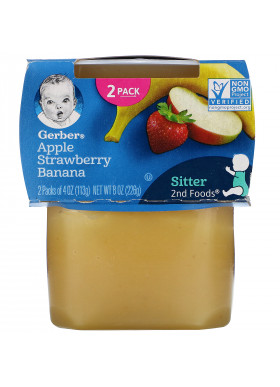 Gerber, Apple, Strawberry, Banana, 2 Packs, 4 oz (113 g) Each