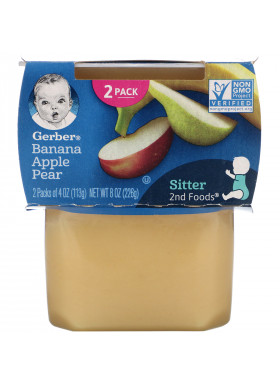 Gerber, Banana, Apple, Pear, 2 Packs, 4 oz (113 g) Each