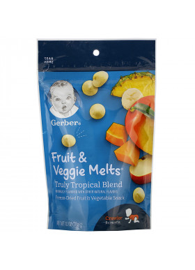 Gerber, Graduates, Fruit & Veggie Melts, Truly Tropical Blend, Crawler 8+ Months, 1.0 oz (28 g)