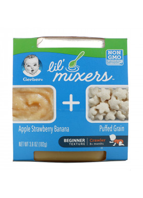 Gerber, Lil Mixers, 8+ Months, Apple Strawberry Banana With Puffed Grain, 3.6 oz (102 g)