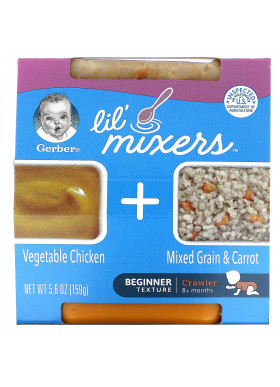 Gerber, Lil' Mixers, 8+ Months, Vegetable Chicken + Mixed Grain & Carrot, 5.6 oz (159 g)