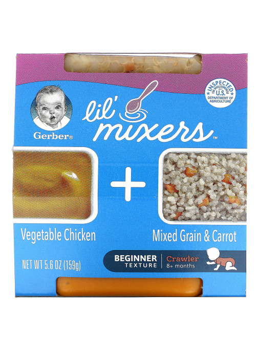 Gerber, Lil' Mixers, 8+ Months, Vegetable Chicken + Mixed Grain & Carrot, 5.6 oz (159 g)