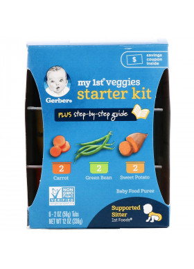 Gerber, My 1st Veggies, Starter Kit, Carrot, Green Bean, Sweet Potato, 6 Tubs, 12 oz (336 g)