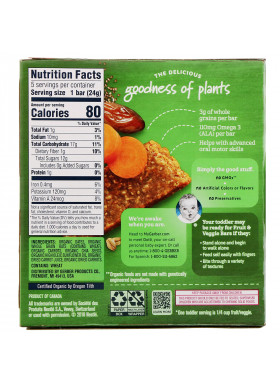 Gerber, Organic Fruit & Veggie Bar, 12+ Months, Date & Carrot, 5 Individually Wrapped Bars, 4.2 oz (120 g)