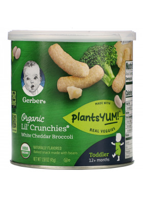 Gerber, Organic Lil' Crunchies, 12+ Months, White Cheddar Broccoli, 1.59 oz (45 g)