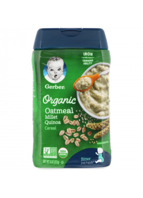 Gerber, Organic Oatmeal Cereal, Millet Quinoa, 8 oz (227 g)