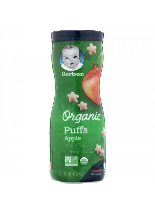 Gerber, Organic Puffs, 8 + Months, Apple, 1.48 oz (42 g)