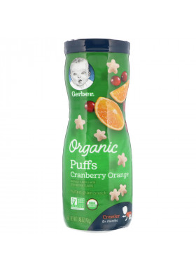 Gerber, Organic Puffs, 8 + Months, Cranberry Orange, 1.48 oz (42 g)