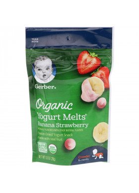 Gerber, Organic, Yogurt Melts, 8 + Months, Banana Strawberry, 1.0 oz (28 g)