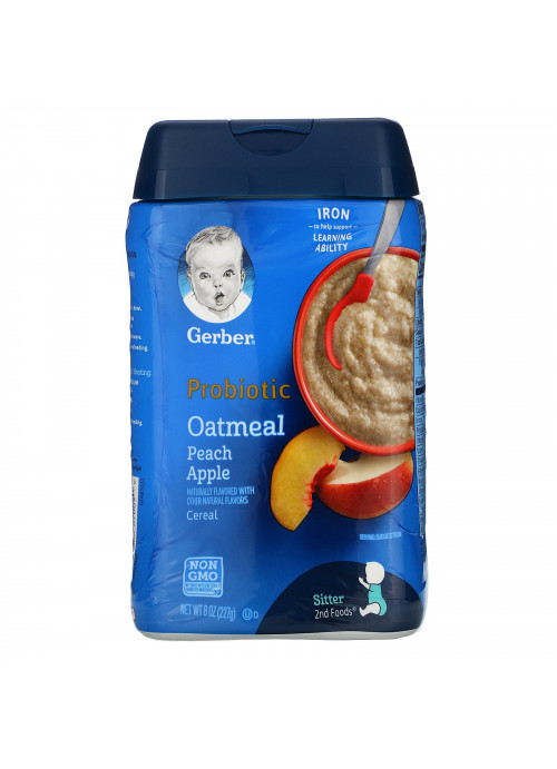 Gerber, Probiotic Oatmeal Cereal, Peach Apple, 8 oz (227 g)
