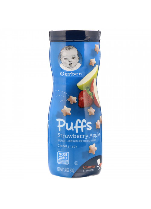 Gerber, Puffs Cereal Snack, 8+ Months, Strawberry Apple, 1.48 oz (42 g)