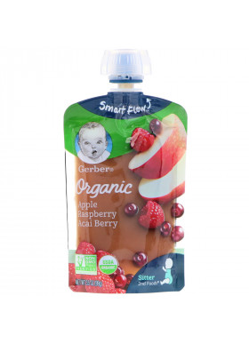 Gerber, Smart Flow, Organic, Apple, Raspberry, Acai Berry, 3.5 oz (99 g)