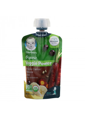 Gerber, Smart Flow, Organic, Veggie Power, Purple Carrot, Banana, Acai with Cardamom, 3.5 oz (99 g)