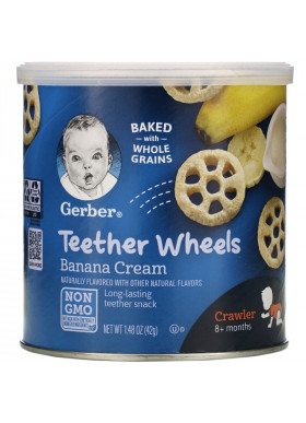 Gerber,  Teether Wheels, 8+ Months, Banana Cream, 1.48 oz (42 g)