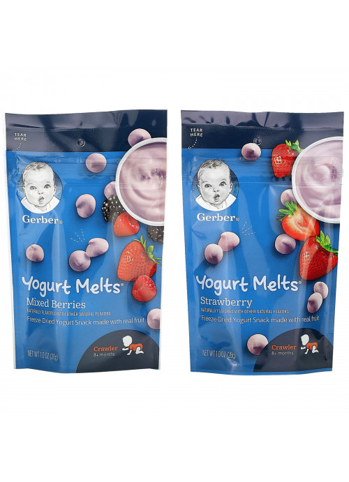 Gerber, Yogurt Melts, 8+ Months, Strawberry & Mixed Berries,  4 Packs, 1.0 oz (28 g) Each