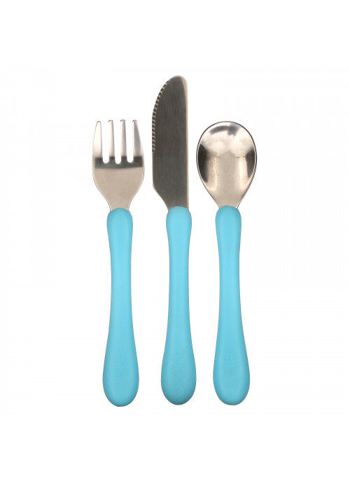Green Sprouts, Learning Cutlery Set, 12+ Months, Aqua, 1 Set